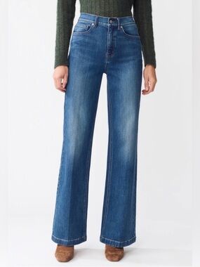 J. McLaughlin Mid-Blue High-Rise Wide-Leg Jeans Size 10